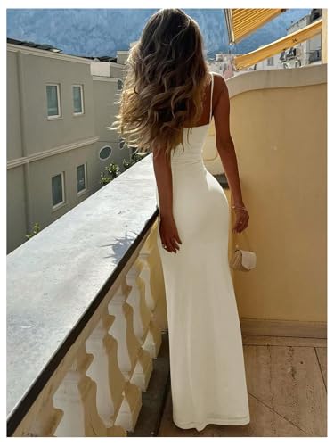 Image of SOLY HUX Women's Elegant Mesh V Neck Bodycon Maxi Dress Summer Cocktail Party Wedding Guest Long Cami Sundresses