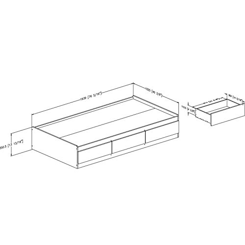 South Shore Fynn Mates Bed With 3 Drawers, Twin, Rustic Oak #TOP2