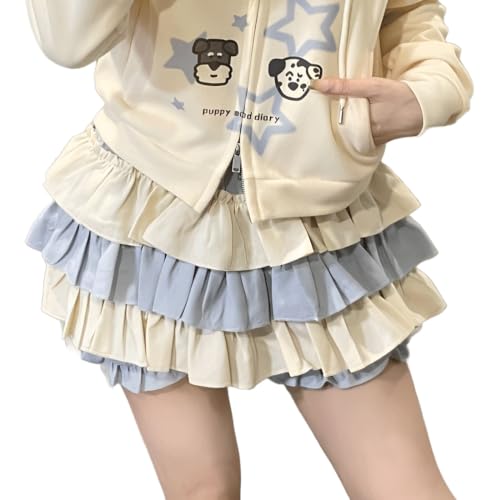 RILGOU Kawaii Harajuku Fashion Lolita Gothic Clothes - Falda corta escalonada con...