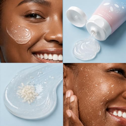 Image of Glamveda Glass Skin Enzyme Face Scrub | Daily Gentle Exfoliator for Smooth, Glowing Skin | Korean Rice Water, Ceramides & AHA BHA |300 gm| Pack of 3