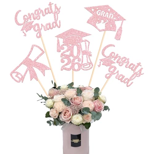 Centros de mesa para fiesta de graduación sencillos de colocar brillo rosa 2024