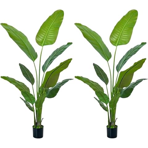 Artificial Plants Outdoor Indoor Bird of Paradise 160cm/5.25FT Large Fake Plant Tropical Palm Tree Cover