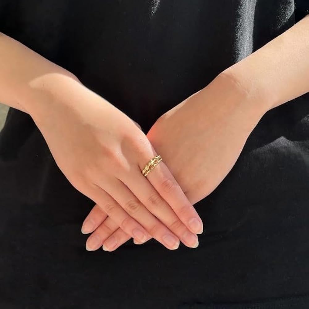 Amazon | 18金 リング 2連調 5mm玉入り ミラーボール K18 コイルリング