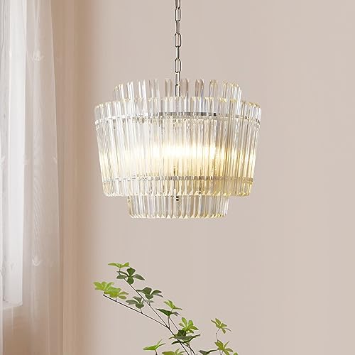 Plafonnier rond en verre de prestige lustre suspendu géométrique 40cm - 2