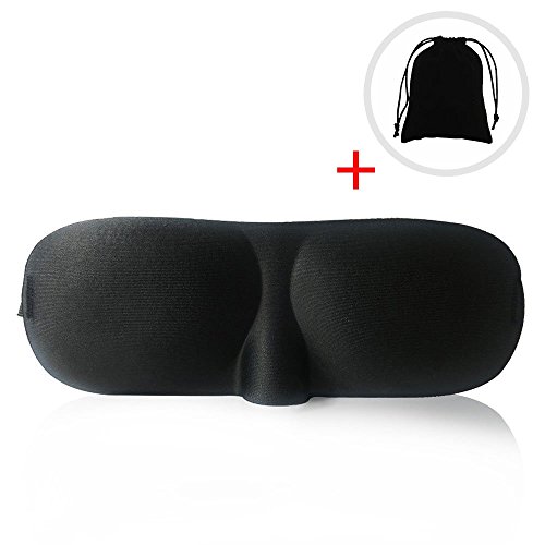 Hanie 3D Sponge Shading Sleep Mask Eyeshade Eye Shield Blinder For Travel, Rest, Shift Work, Meditation, Relieve Fatigue & Breathable, With A Free Velvet Bag, Black