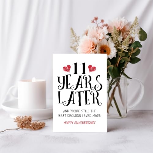 RUALOVE Romantic 11 Years Anniversary Card for Husband Wife, Sweet 11th Wedding Anniversary Card for Couple, Ideal Eleven Years Wedding Cards Gift for Him Her, Funny 11th Wedding Anniversary Cards by RUALOVE - Image 2