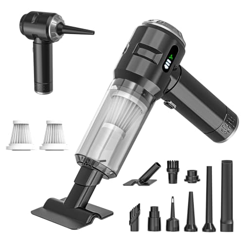 Image of Handheld Vacuum Cleaner Cordless, 23000Pa Powerful Car Mini Vacuum Cleaner, Rechargeable Portable Lightweight dust Catcher for Home Car Carpet Stairs Pet Hair Deep Cleaning(Black-Silvery)
