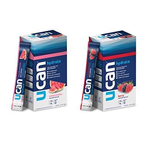 Ucan Watermelon & Berry Hydrate Stick Pack Bundle - Great For Running, Training, Fitness, Cycling, Crossfit & More | Sugar-Free, Vegan, & Keto Friendly Energy Supplement #TOP10
