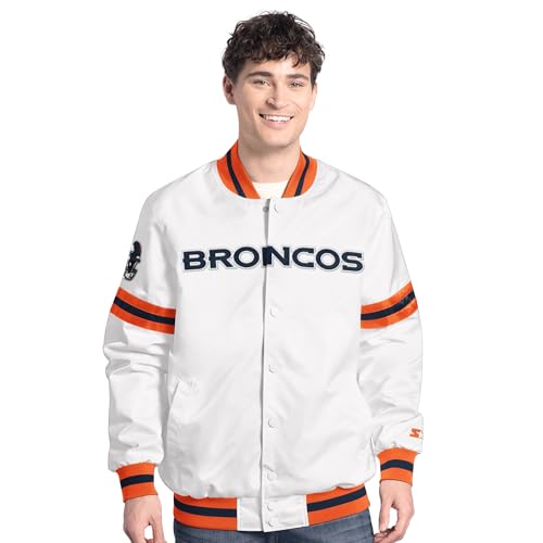 STARTER Men's White Denver Broncos Scout Full-Snap Varsity Jacket