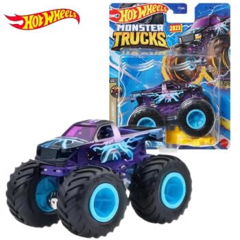 Image of Hot Wheels Electric Bigfoot Monster Trucks 2023 1:64 Scale Diecast Truck With Crushable Car 3+ Ages, Multicolor