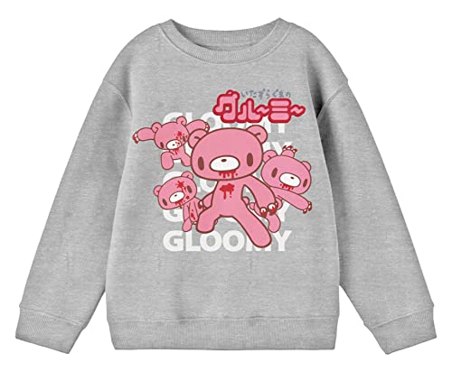 Bioworld Gloomy Bear Multiple Character Poses Crew Neck Long Sleeve Athletic Heather Boy's Sweatshirt