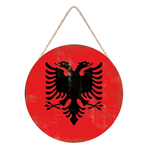 Cartel de madera con bandera de Albania para puerta, placas de ma...
