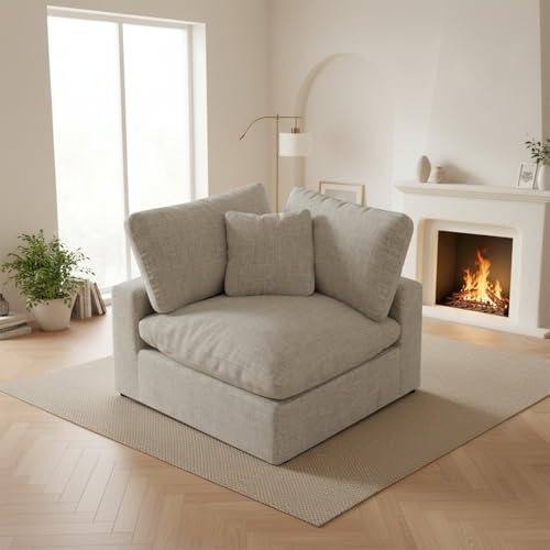 Image of Cloud Sectional Corner Sofa,Left /Right Modular Sofa,Down Filled Convertible Couch,Covers Washable & Replaceable,Light Beige