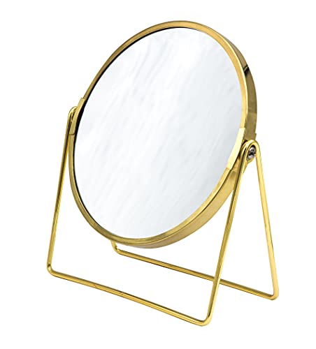 Ridder Espejo de Maquillaje de Verano, Espejo cosmético, Espejo de pie, Dorado, con Aumento 5X, práctico | Moderno
