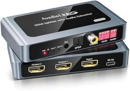 avedio links 4K@120Hz HDMI 2.1 ���z�� 1����2�o�� �����o�� 8K@60Hz HDMI�X�v���b�^�[ ���������@�\�t�� HDCP2.3���� ���f�W�^���E�����E3.5mm�����o�͑Ή� DownScaler���� VRR/ALLM/