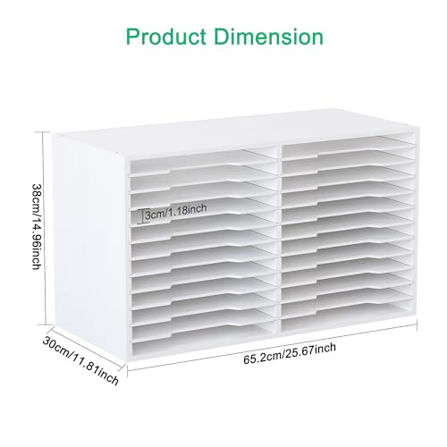 EasyPAG Scrapbook Paper Storage Organizer for Craft Room, 12x12 Paper Storage Desk Shelf, 24 Slot Adjustable File Sorter for Office School Classroom, White by EasyPAG - Used condition - Image 9