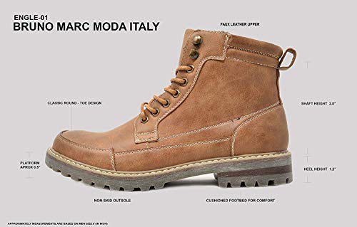 Bruno Marc Men's Engle-01 Brown Motorcycle Combat Oxford Boot Fur Lining Warm Zipper Boots Size 13 M Us #TOP7