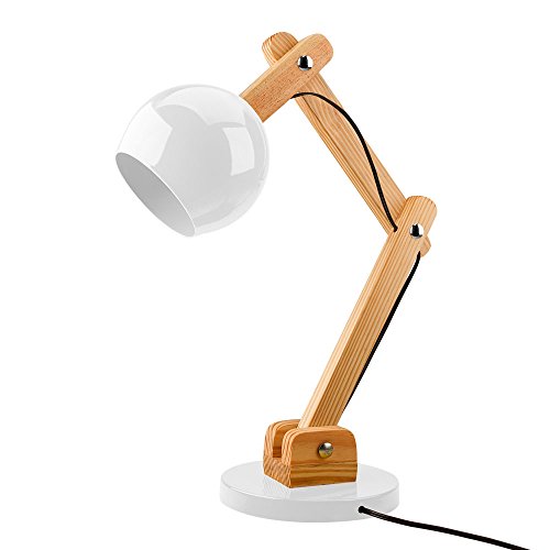 LUMINÁRIA DE MESA MADEIRA BOLA - BRANCO