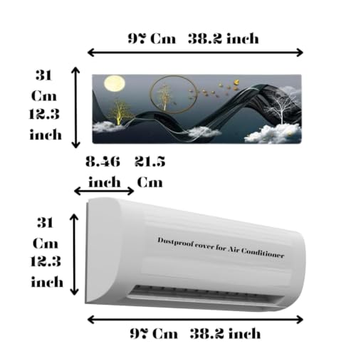 Image of Polyester Printed Air Conditioning Dust Cover Folding Designer Ac Cover For Indoor Split Ac 1.5 Ton (97X 31X 21 Cm ) (Moonlight)