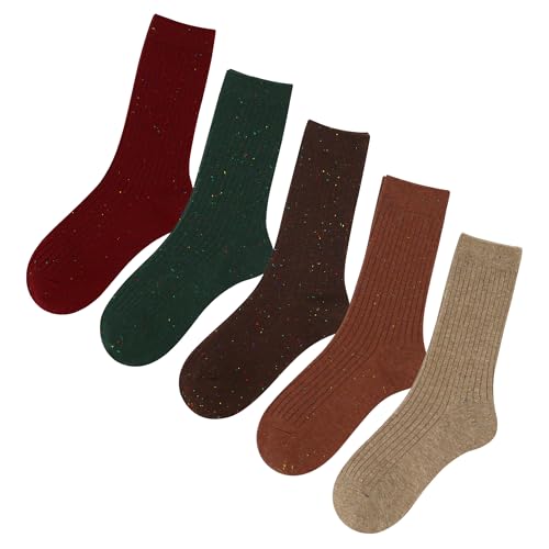 SERISIMPLE Kids Crew Socks Colorful Cute Thin Cotton Casual Mid-Calf Ribbed Sock Fashion Vertical Stripe Boy Girls 5 Pairs
