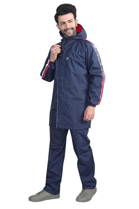 evershine Rainwear Men's Waterproof Rain Suit | Hooded Raincoat & Rain Pant Set | Lightweight Windproof PVC-Coated Polyester Rainsuit | Outdoor Rainwear for Bike Riding, Travel | (Neptune)-picture-47
