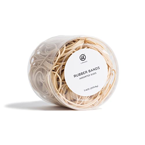 U Brands Rubber Band Tub, Office Organization Supplies, 600 Count