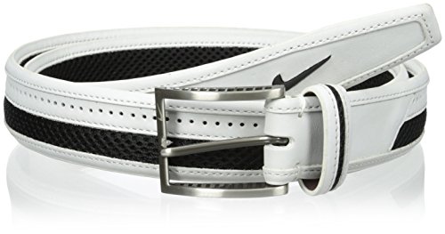 NIKE Golf Ultra Mesh Belt with Ultra Light Buckle (Black/White, 42)