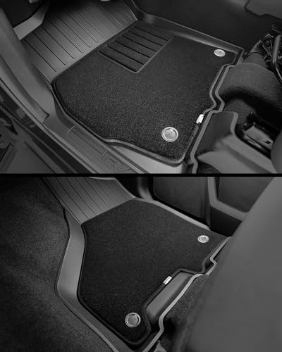 Image of 3W Floor Mats with Carpets for 2019-2025 2026 Ram 2500 /3500 Crew Cab with Bucket Seat (Not for PTO KIT Models), All Weather TPE Floor Liners 1st & 2nd Row (for Carpet Floor), Black