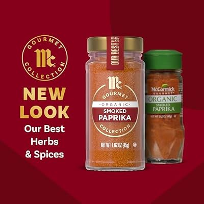 McCormick Gourmet Collection Smoked Paprika, Organic, Non GMO, Our Best Herbs & Spices, Sweet & Smoky Flavor, Vibrant Color, Elevate Chili, Smoked Brisket, Roasts & Chicken, 1.62 oz