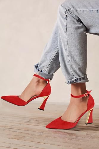 Image of Juliet Holy Womens Pumps Point Closed Toe Heels Buckle Ankle Strap D'Orsay Heeled Sandals