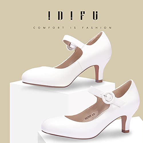 IDIFU Women's Jessy Dress Mary Jane Shoes Low Kitten Heels Closed Round Toe Office Work Wedding Pumps2