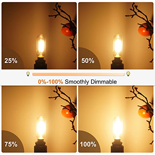Dicuno E12 Led Bulb Dimmable, 40W Equivalent, T6 Candelabra Base Clear Glass Vintage Filament Edison Light Bulbs, Warm White 2700K, 120V Ac For Chandelier, Ceiling Fan Decorative Lighting, 6 Packs #TOP3