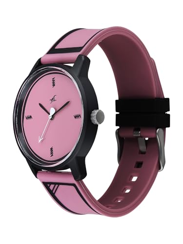 Image of Fastrack Tees Zine with Black Dial Pink Silicon Strap Watch for Unisex - 38145PP06W