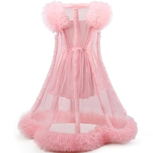Girls Pink Princess Witch Dress with Bow Headband Floral Tulle Party Mesh Dresses3