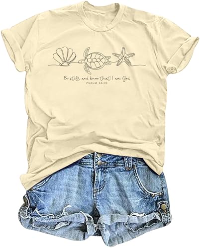 Be Still and Know that I Am God Shirt for Women Christian Jesus Tshirt Bible Verse Short Sleeves Christian Gifts Tops