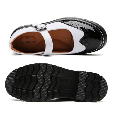 Image of Mary Jane Shoes Women Platform Non-Slip Casual Dress Shoes | Round Toe Ankle Strap Comfort Classics Oxfords Work Mary Jane Office School Shoes