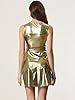 Allegra K Women's Christmas Metallic Sleeveless Round Neck High Waist Fit and Flare Dress Large Black Gold #3