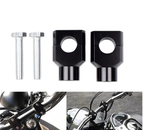 Riser de manillar de motocicleta de 25mm en aluminio negro para elevación y soporte de barra 2