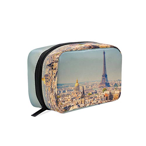 BKEOY Trousse de maquillage Tour Eiffel Paris Paysage Sac de cosmétique Pochette à fermeture éclair Trousse de maquillage Trousse de toilette Organisateur