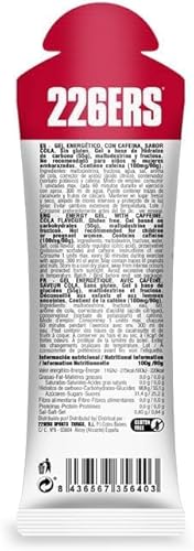 226ERS - High Fructose, Gel Energético para Deportistas, con Maltodextrina y Fructosa, con 100 mg de Caféina, Vegano y Sin Gluten, Aporte Hidratos de Carbono, Sabor Cola, 1 Gel x 80 g - imagen 4