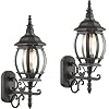 HOLKIRT 2 Pack Outdoor Wall Lantern Waterproof Exterior Wall Sconce Light Matte Black for Porch Garage Doorway