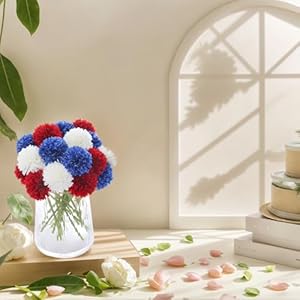 Kimura's Cabin 21Pcs Fake Ball Flowers 4th of July Artificial Chrysanthemum Flowers Fake Mums Flowers Memorial Day Home Decor Table Centerpieces DIY Patriotic Decor Flowers(Red White Blue) Kimuras Cabin 21Pcs Fake Ball Flowers 4th of July Artificial Chrysanthemum Flowers Fake Mums Flowers Memorial Day Home Decor Table Centerpieces DIY Patriotic Decor FlowersRed White Blue
