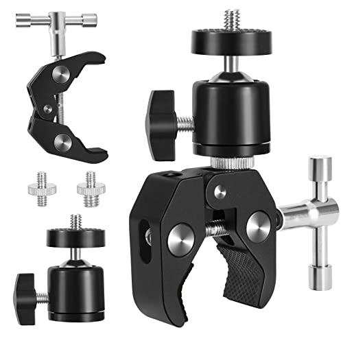 Σετ Τρίποδος Super Clamp Αρθρωτή κεφαλή σφαιρών Hot Shoe Tripod Head with 1/4'' 3/8'' Inch Stread Adapter, Τρίποδο με ρυθμιζόμενες οπές για κάμερες, φως φλας, τρίποδο, οθόνη LCD/DV