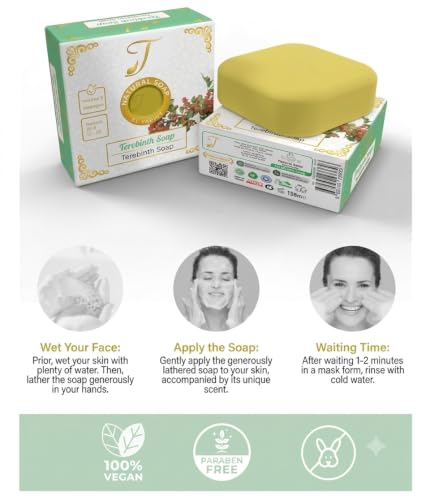 Turkish Exfoliating Bath Mitt & Bittim Soap Set, Traditional Hammam Body Scrub Glove with Natural Pistacia Oil Soap 150g. - Face, Body & Hair Cleansing, Deep Exfoliation & Refreshing Skincare Gift Set - Image 5