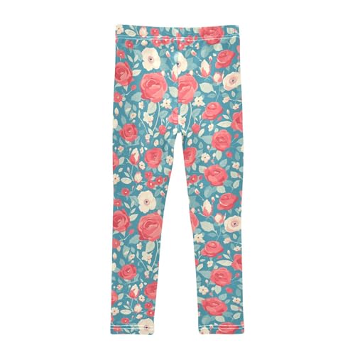 KLL Red Rose Toddler Baby Girl Active Leggings Soft Full Length Yoga Pants Gym2