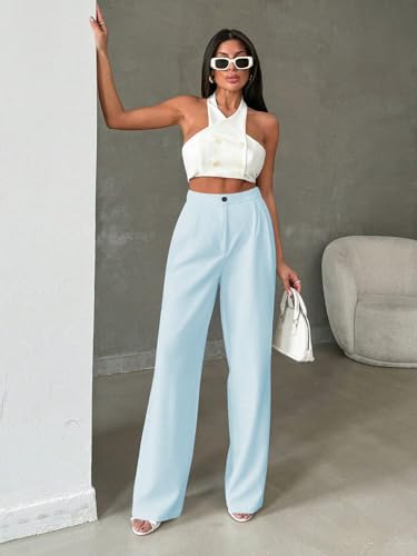 Image of Toochki Trousers for Woman Pants Women's Formal Office Korean | Black Track Pant | Straight | Cotton Spandex Stretchable Trouser | High-Waisted Bottom Wear
