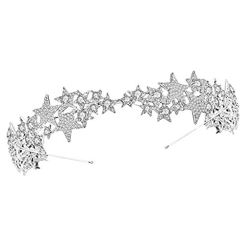 DYNWAVE Cocar Cocar Estrela Mulheres Meninas Cristal Strass Brilhante Cocar Cabelo