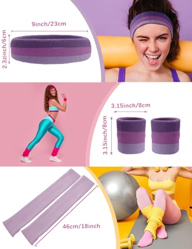 Image of v28 Neon Leg Warmers Set for women Headband Sweatbands Wristbands 80s 90s Pink Running Fanny 80's Plus Size Costumes Pack