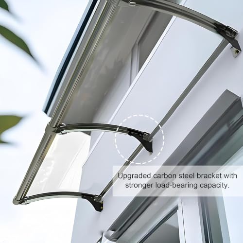 Auvent de porte d'entrée 100x360cm toit marquise extérieur arqué polycarbonate alu