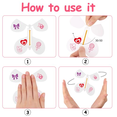 Image of LOMIMOS 20Pcs Flying Butterfly, White Magic Wind Up Butterfly Toy DIY Butterfly Wings for Kids Surprise Wedding Birthday Party Gifts Book Greeting Card Creative Craft Project（White Skeleton）